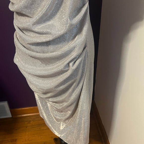Betsy Adam Silver Shimmery Glittery Dress - Picture 5 of 10